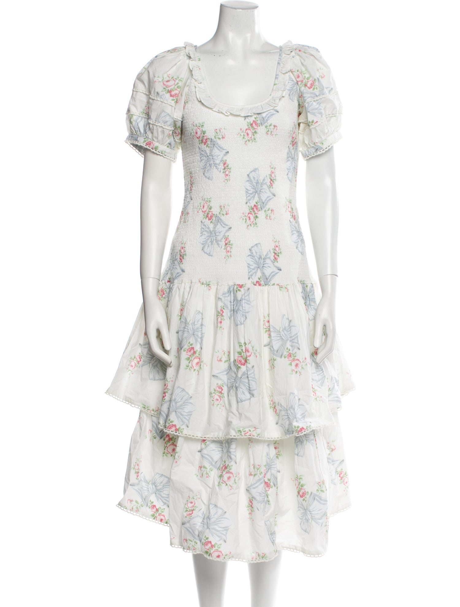 LoveShackFancy Floral Print Long Dress