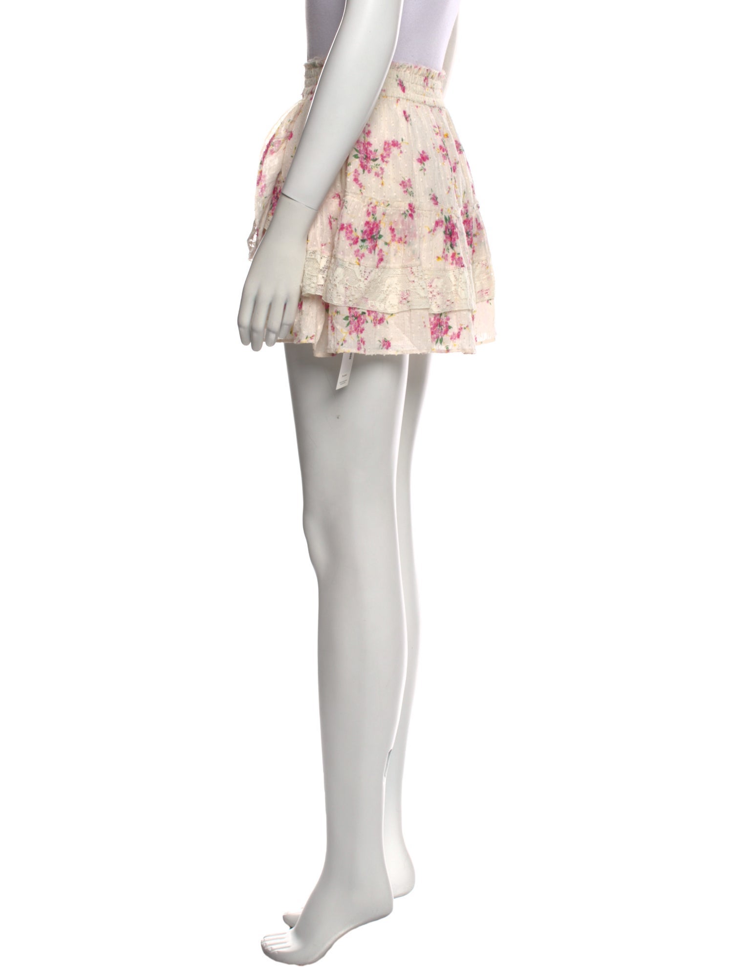 LoveShackFancy Floral Print Mini Skirt