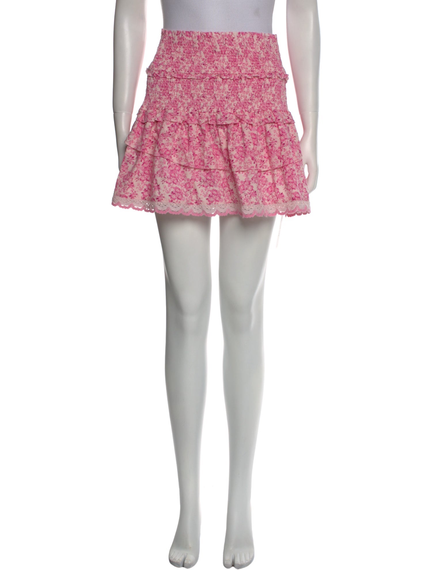 LoveShackFancy Floral Print Mini Skirt