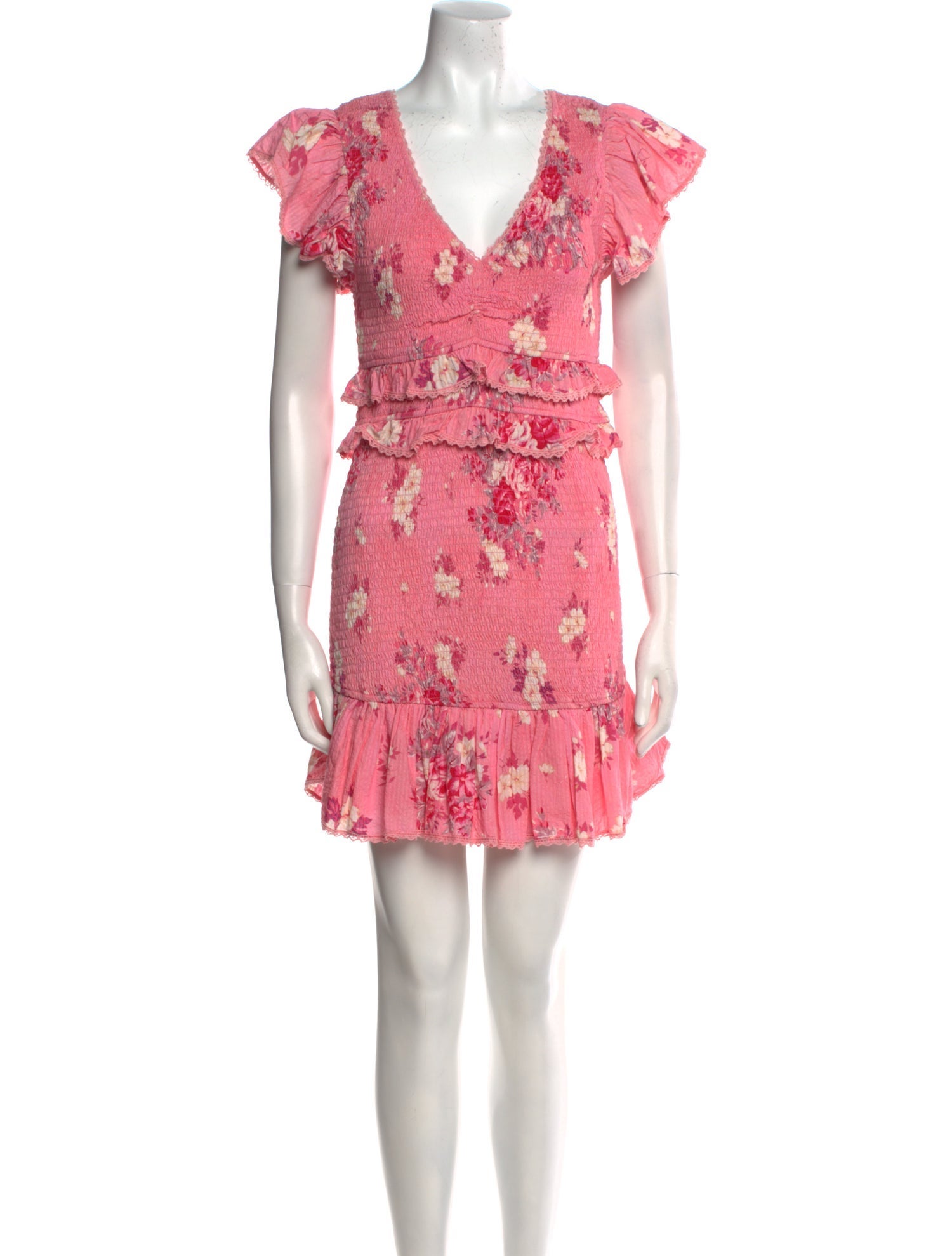 LoveShackFancy Floral Print Mini Dress