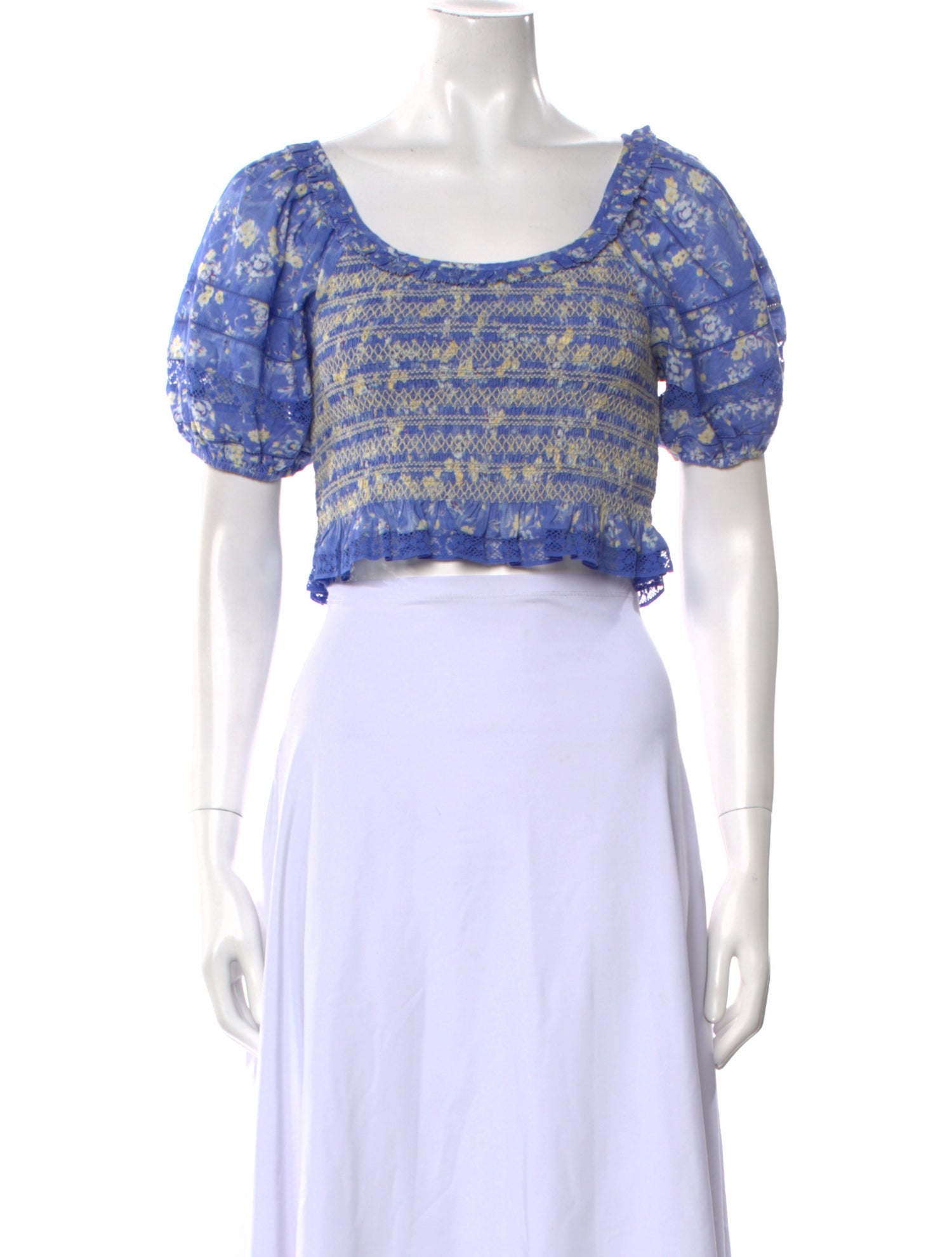 LoveShackFancy Printed Scoop Neck Crop Top