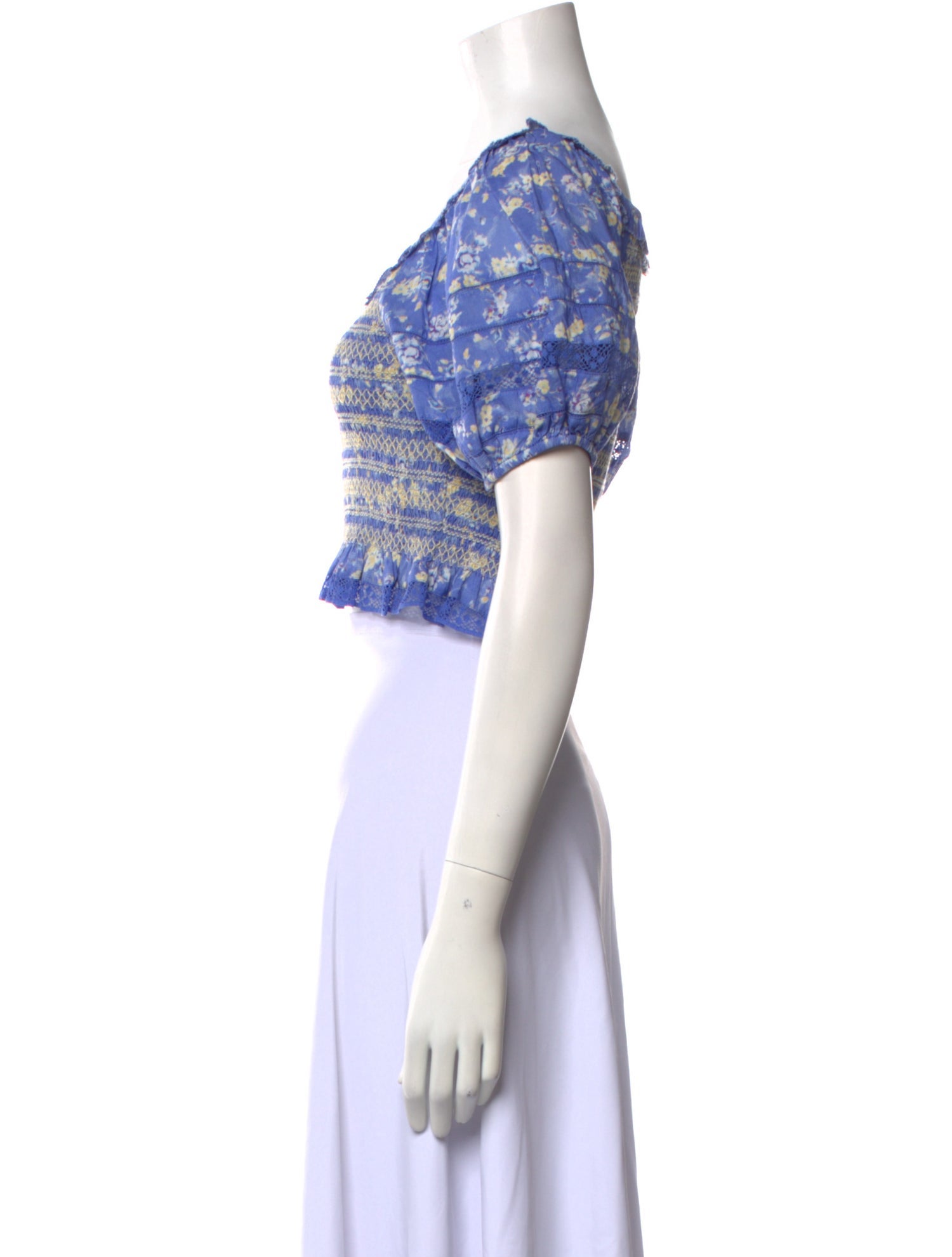 LoveShackFancy Printed Scoop Neck Crop Top