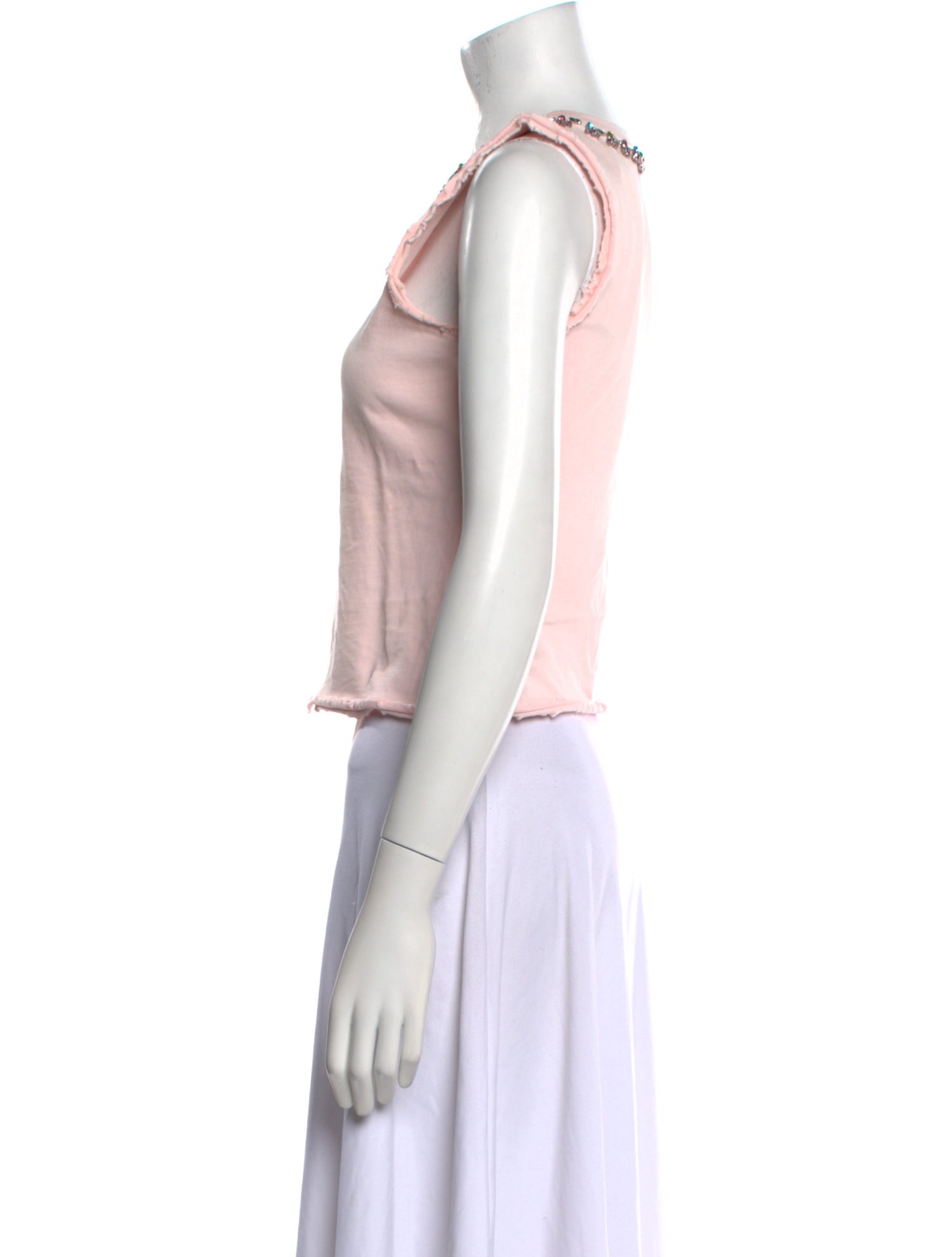 LoveShackFancy Scoop Neck Sleeveless Crop Top