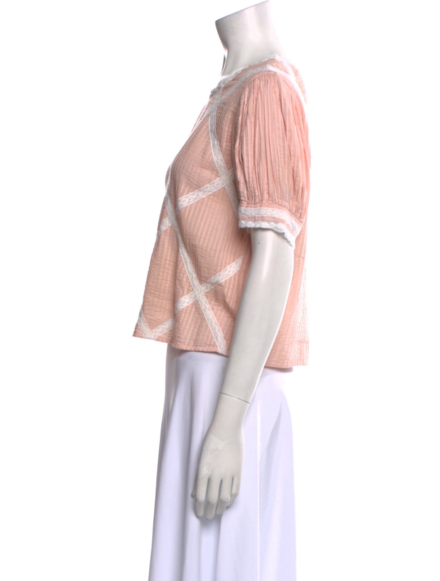 LoveShackFancy Plaid Print Bateau Neckline Crop Top