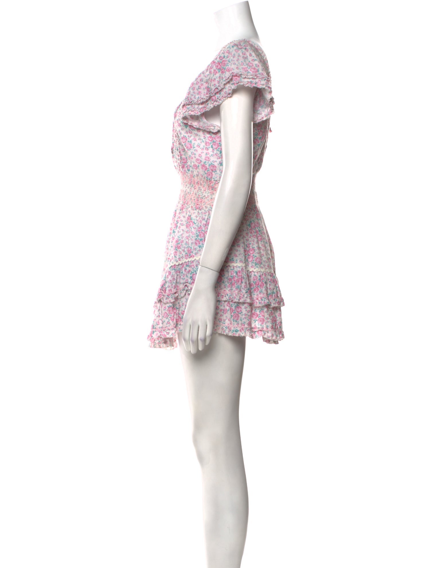 LoveShackFancy Floral Print Mini Dress