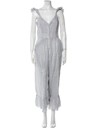 LoveShackFancy Printed V-Neck Jumpsuit