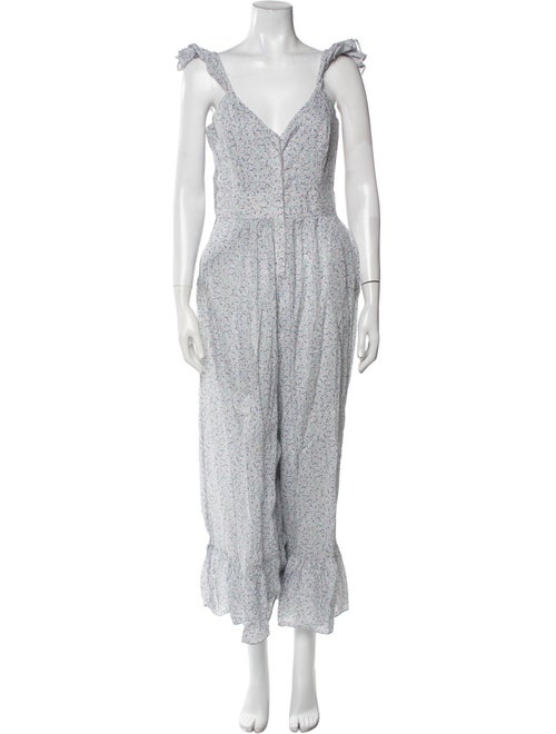 LoveShackFancy Printed V-Neck Jumpsuit