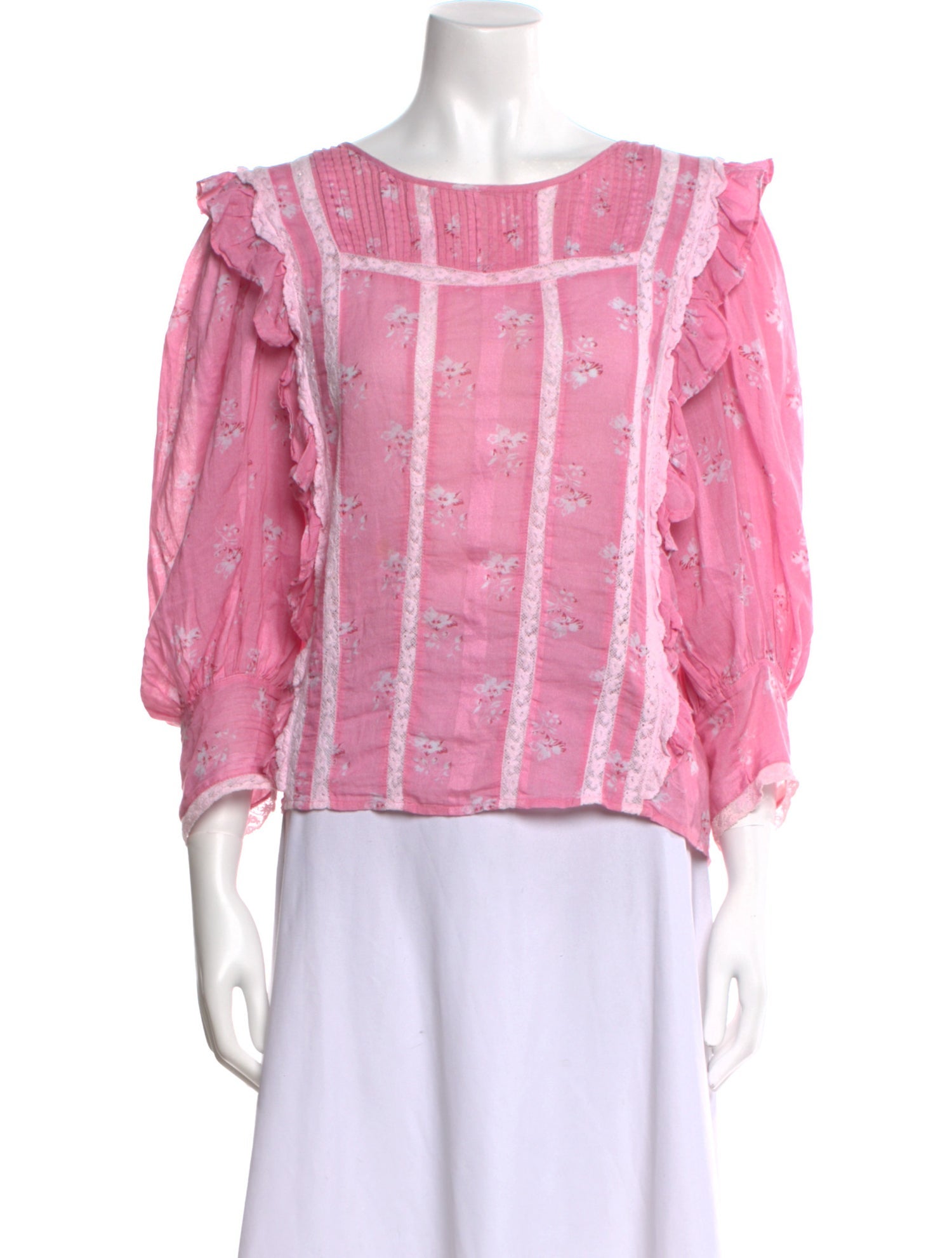 LoveShackFancy Printed Scoop Neck Blouse