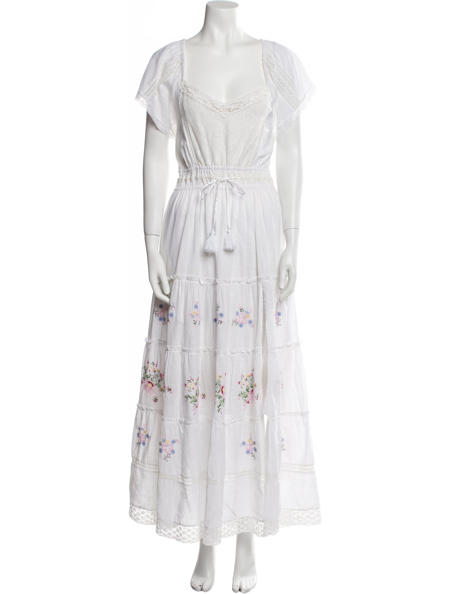 LoveShackFancy Square Neckline Long Dress