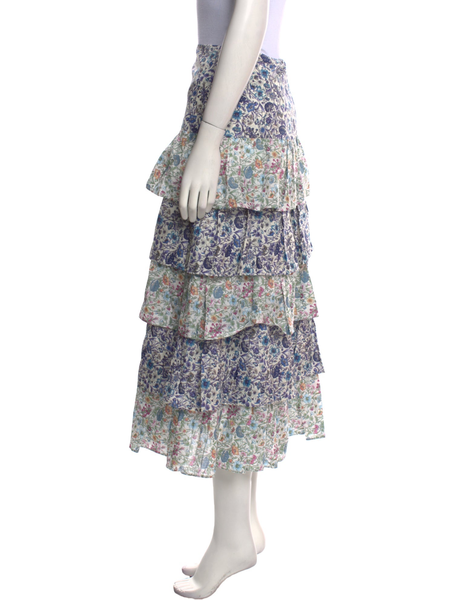 LoveShackFancy Floral Print Midi Length Skirt w/ Tags