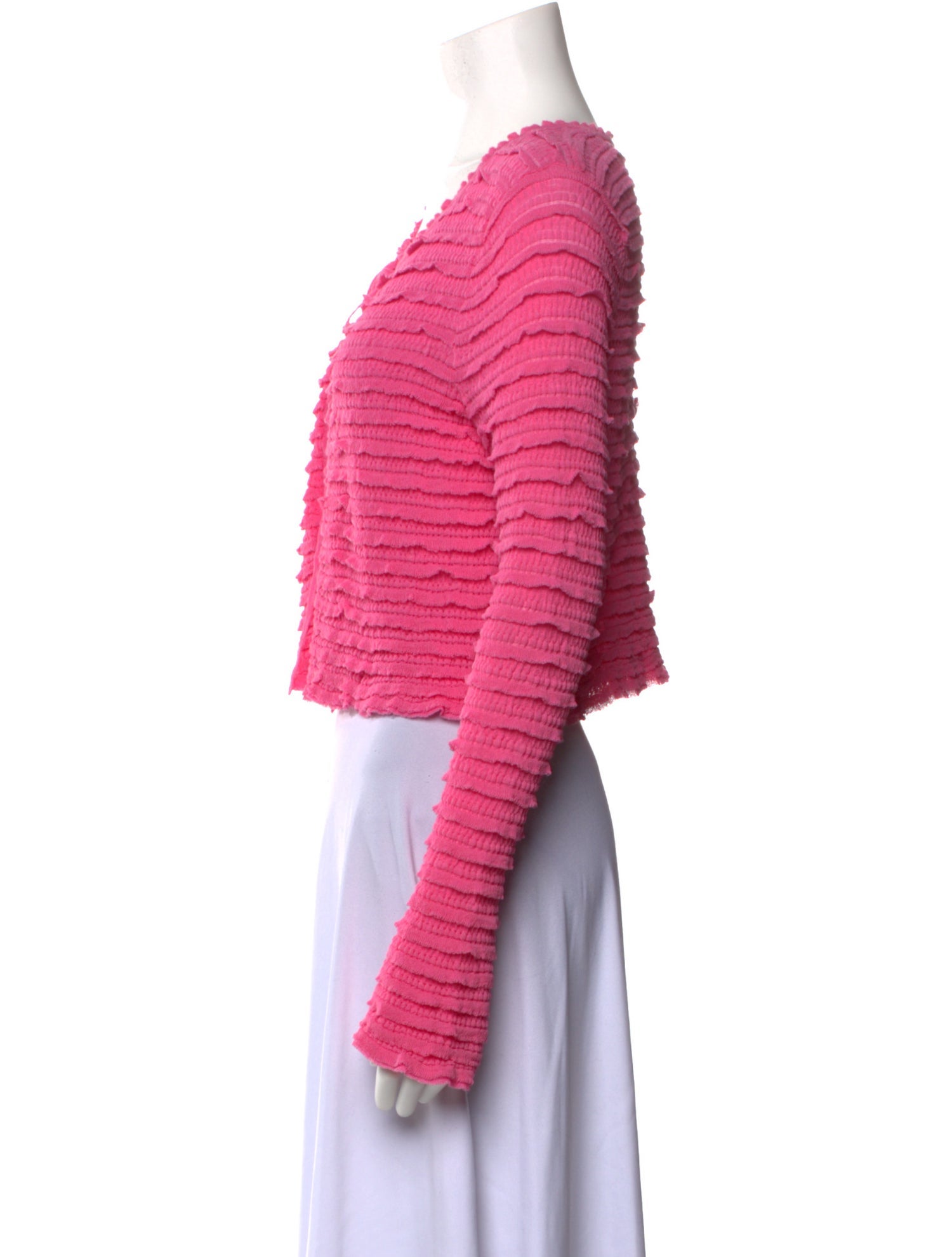 LoveShackFancy Tie Neck Long Sleeve Crop Top