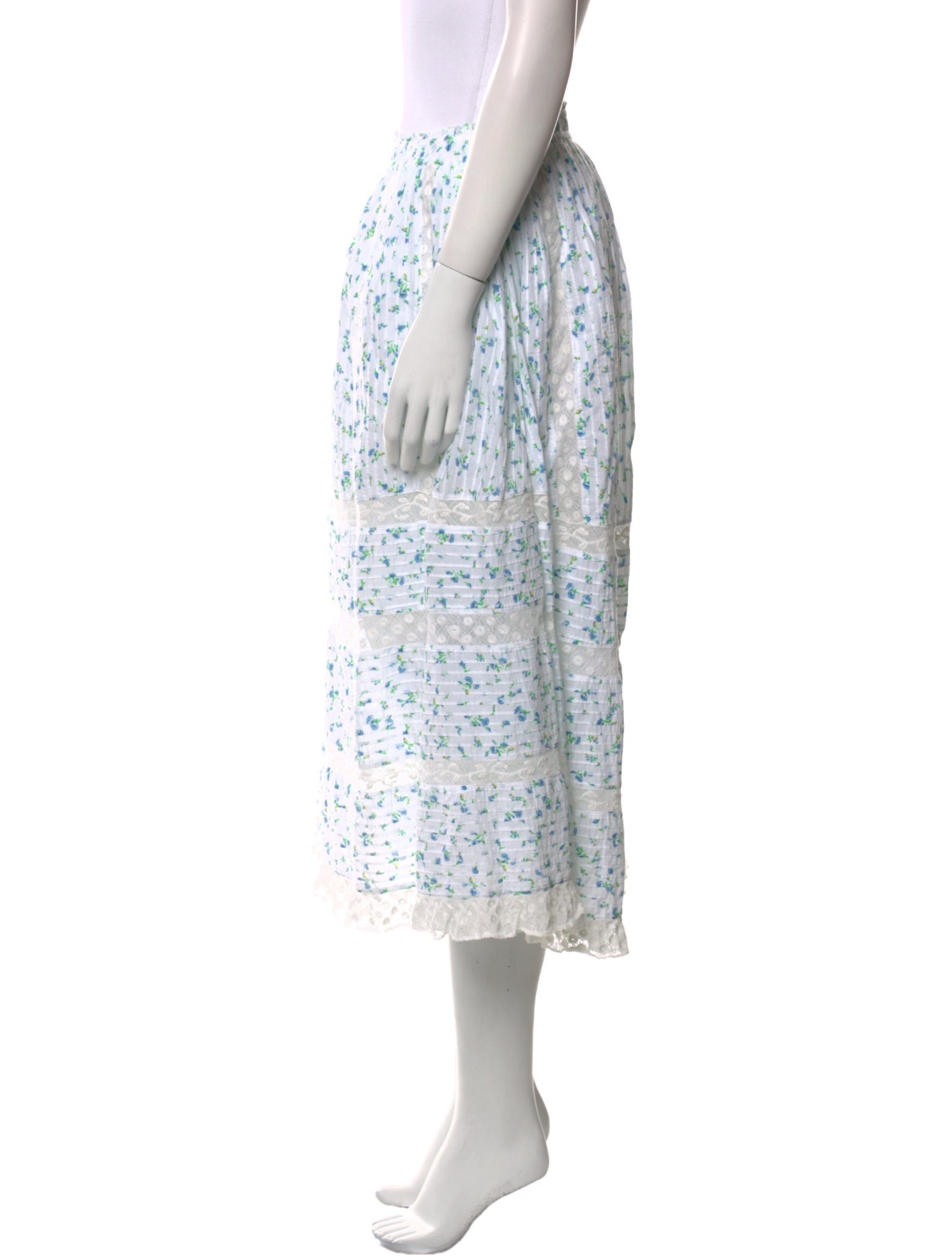 LoveShackFancy Floral Print Midi Length Skirt