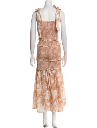 LoveShackFancy Printed Midi Length Dress