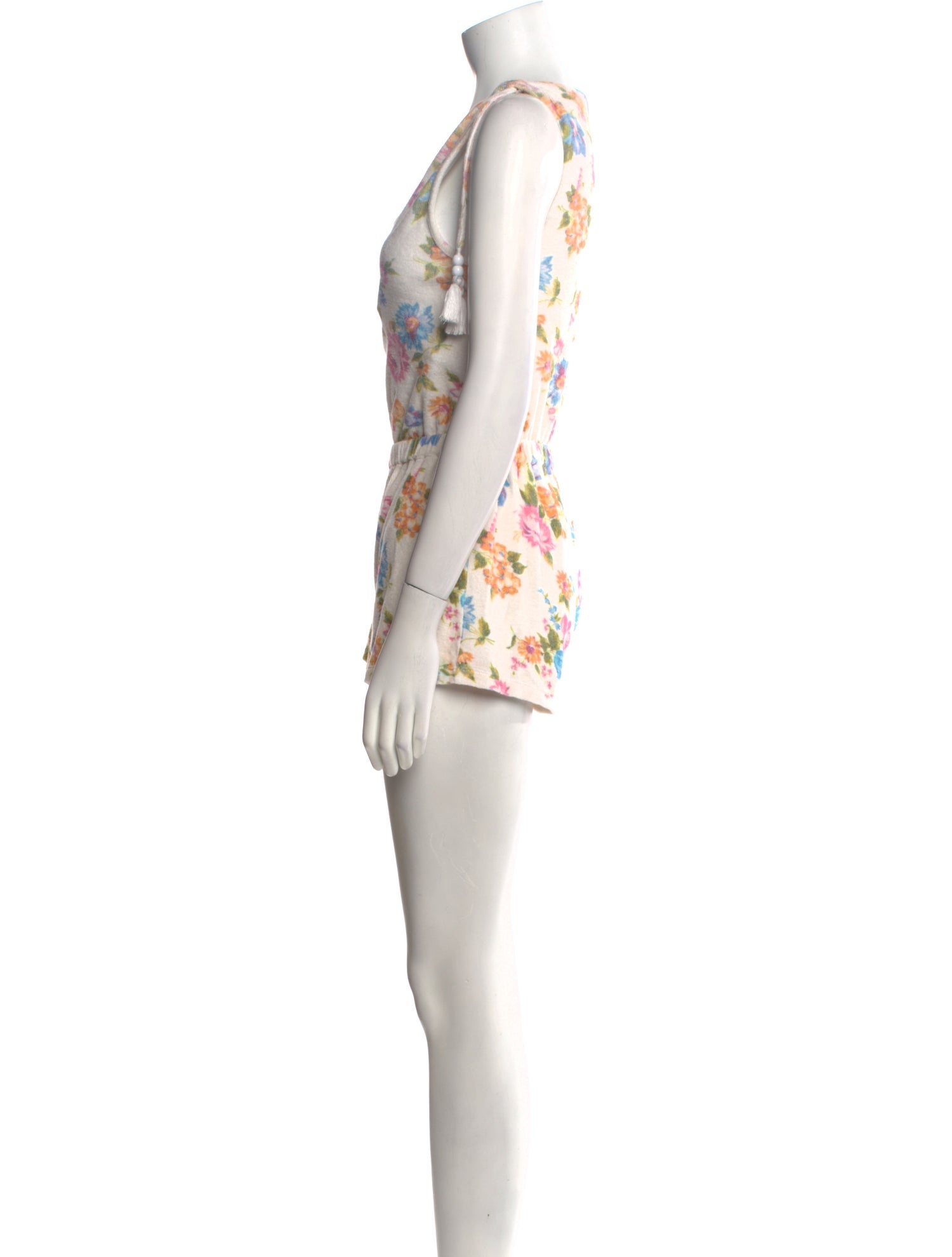 LoveShackFancy Floral Print V-Neck Romper