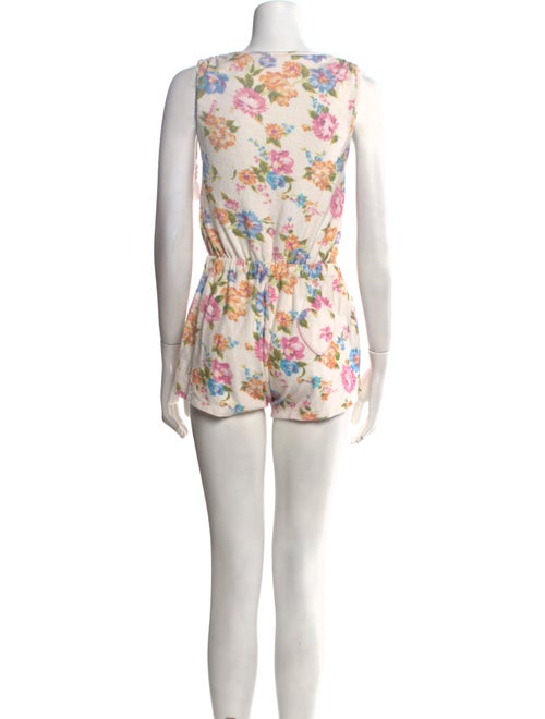 LoveShackFancy Floral Print V-Neck Romper