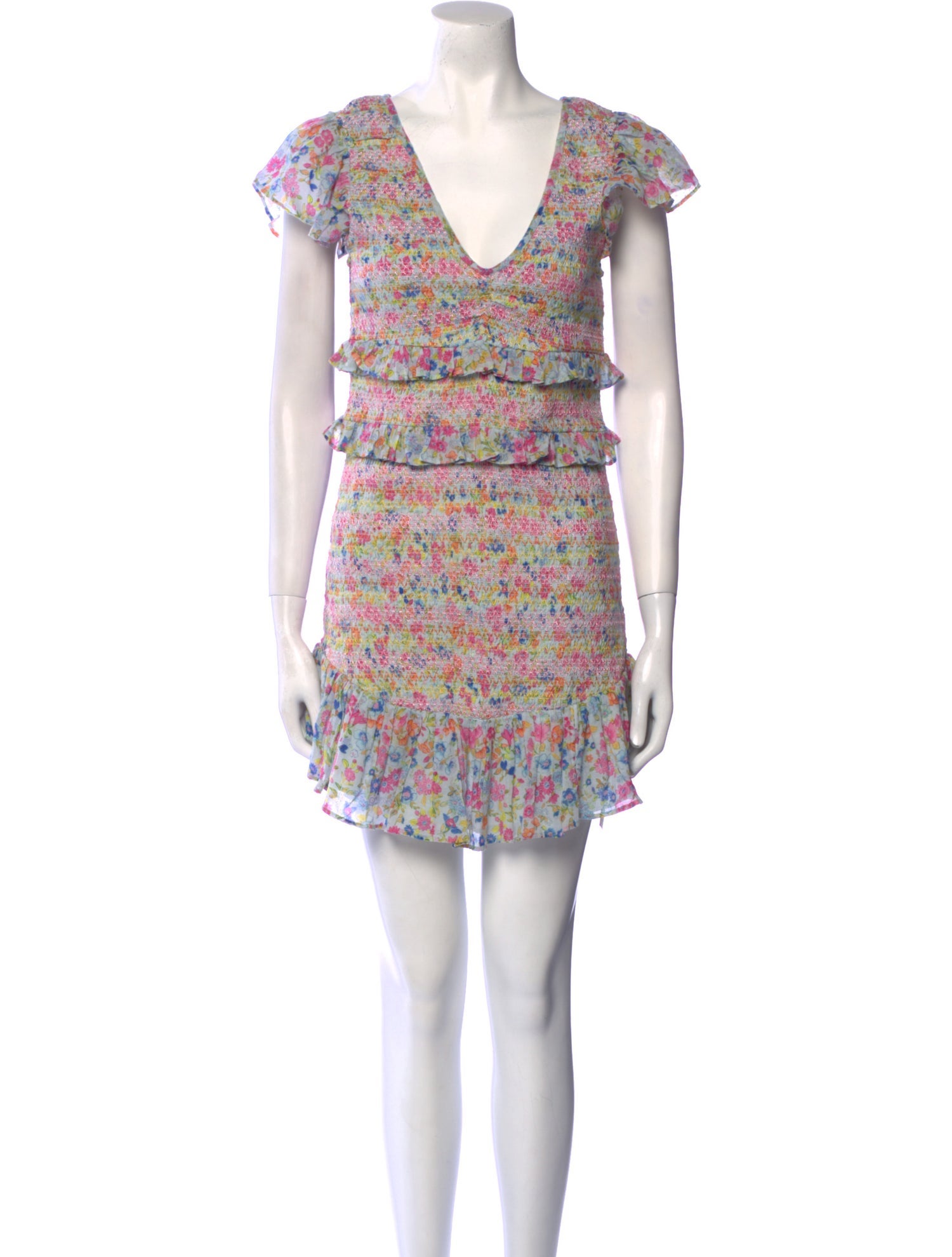 LoveShackFancy Floral Print Mini Dress