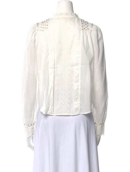 LoveShackFancy Crew Neck Long Sleeve Button-Up Top