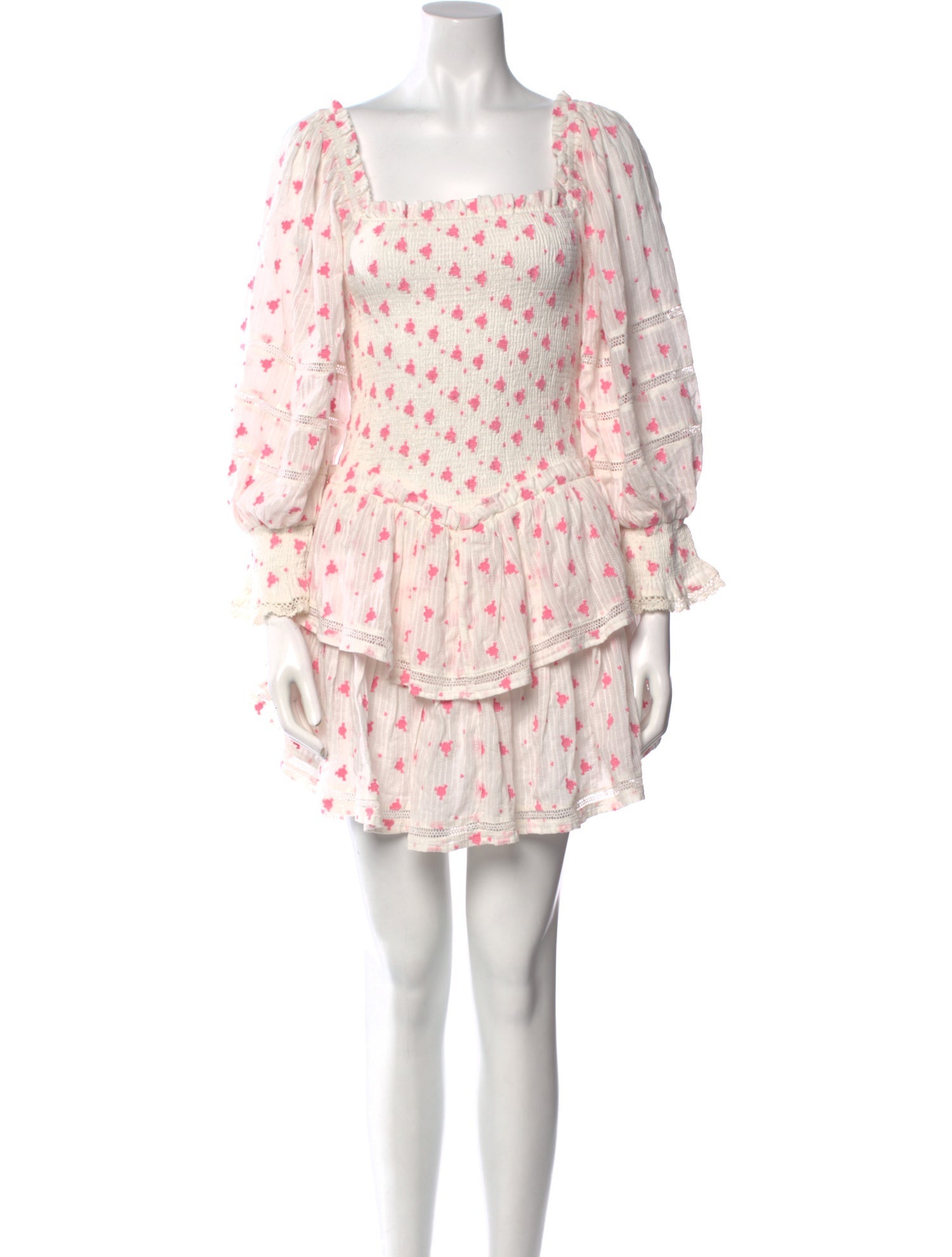 LoveShackFancy Floral Print Mini Dress