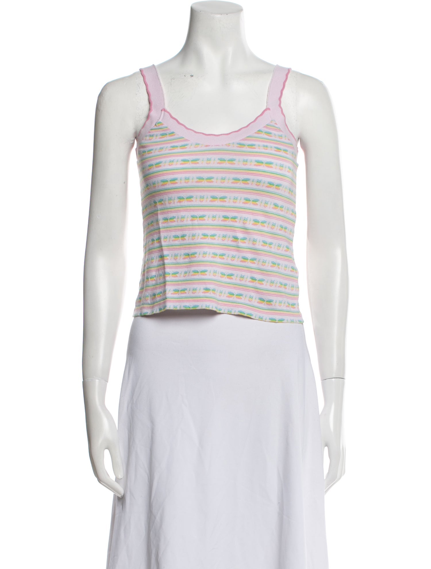 LoveShackFancy Printed Scoop Neck Top