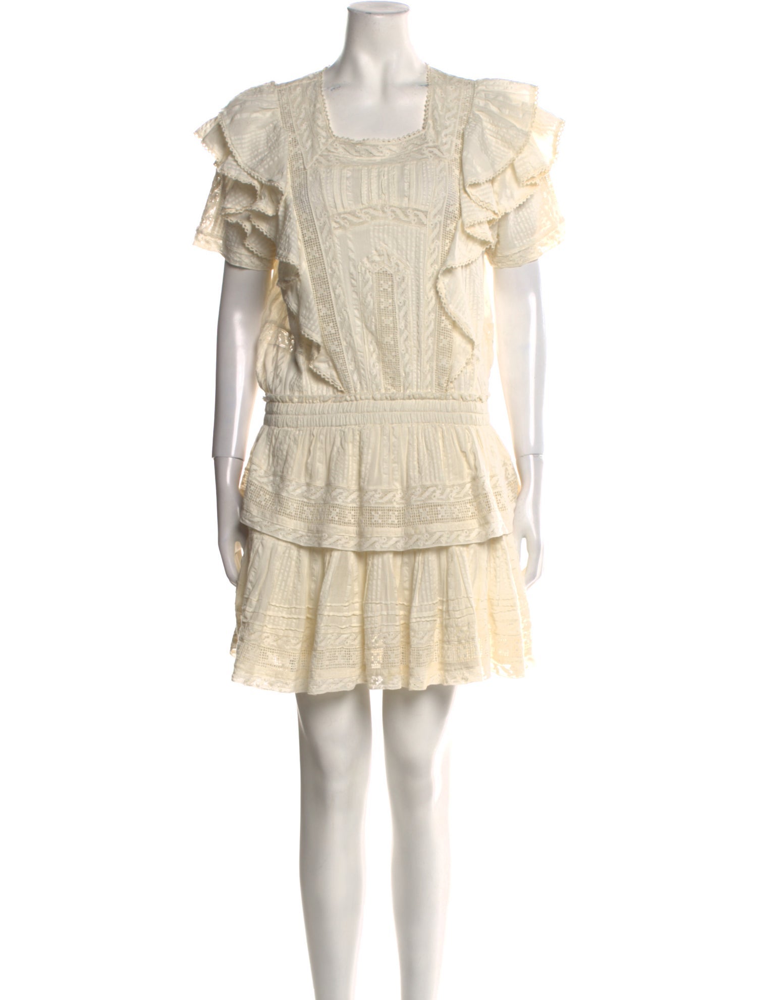 LoveShackFancy Square Neckline Mini Dress