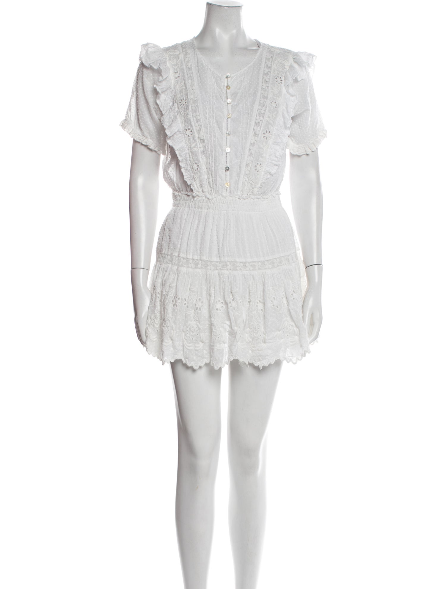 LoveShackFancy V-Neck Mini Dress
