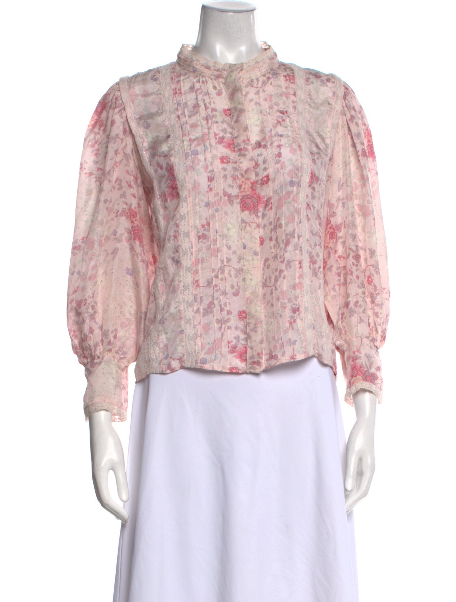 LoveShackFancy Silk Floral Print Blouse