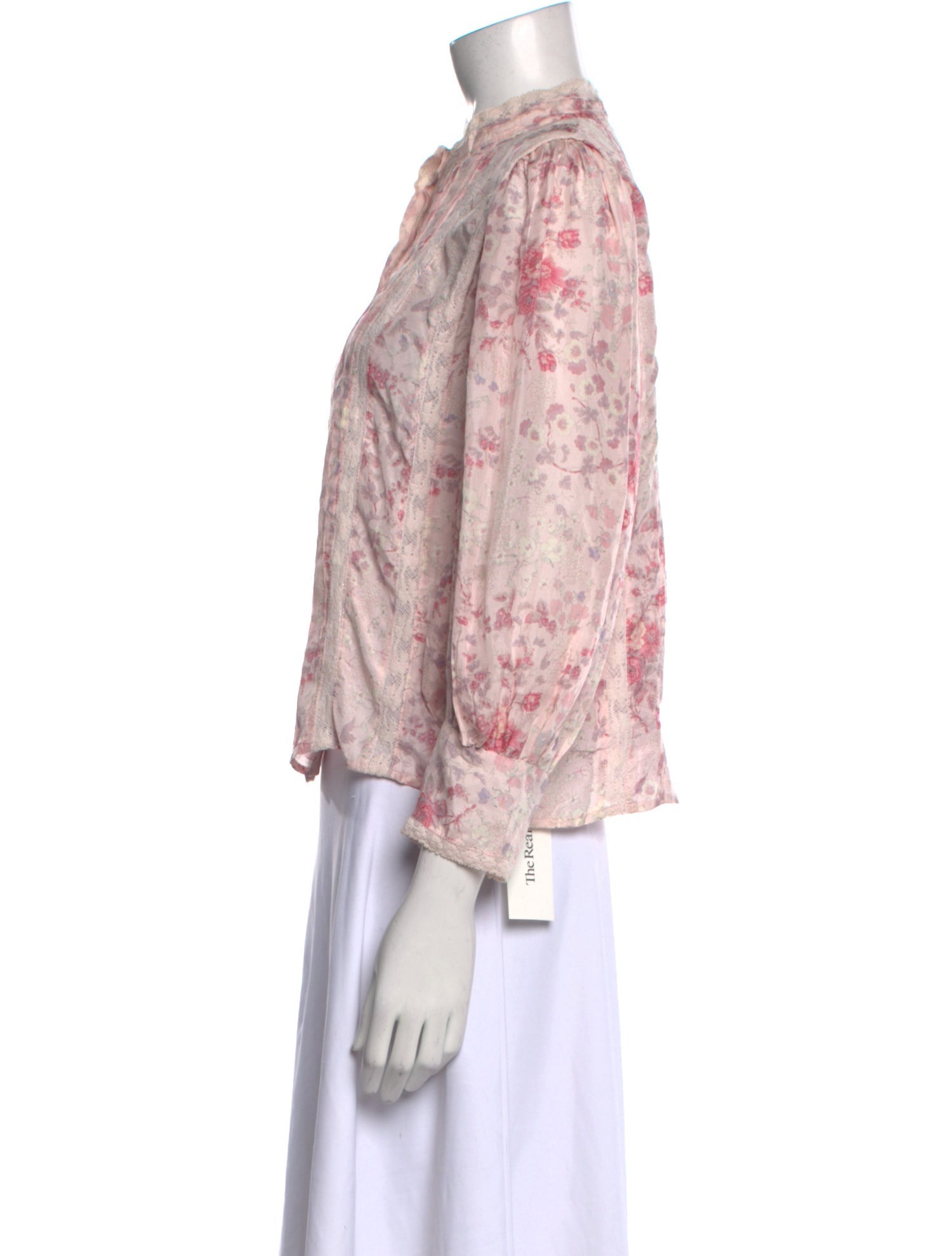 LoveShackFancy Silk Floral Print Blouse