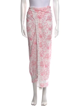 LoveShackFancy Printed Midi Length Skirt