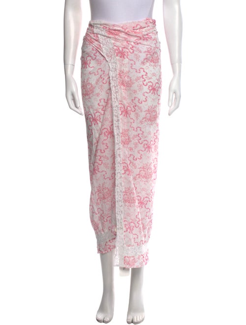 LoveShackFancy Printed Midi Length Skirt