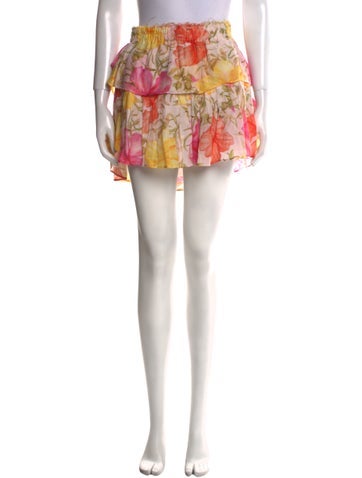 LoveShackFancy Skirts Floral Print Mini Skirt M