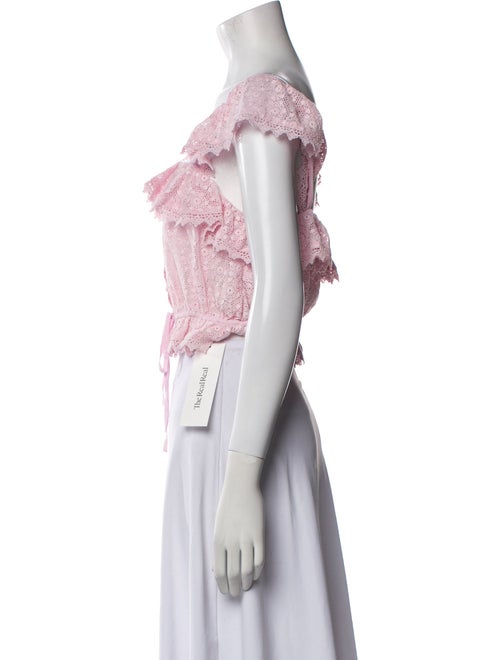 LoveShackFancy Lace Pattern Square Neckline Crop Top