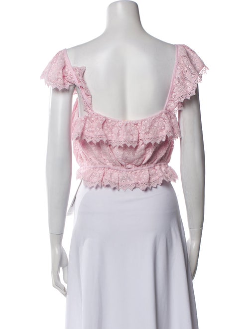 LoveShackFancy Lace Pattern Square Neckline Crop Top