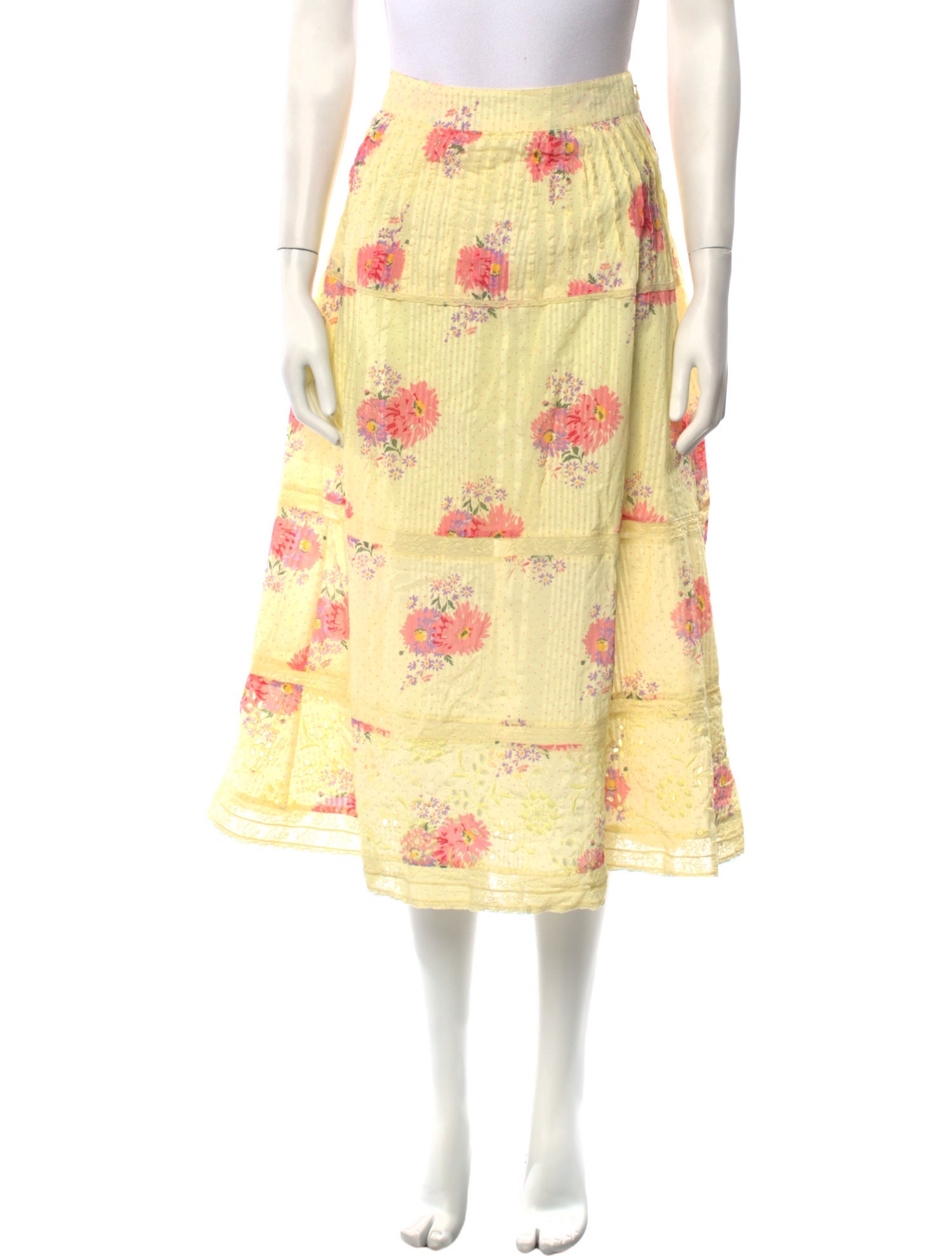 LoveShackFancy Floral Print Midi Length Skirt w/ Tags