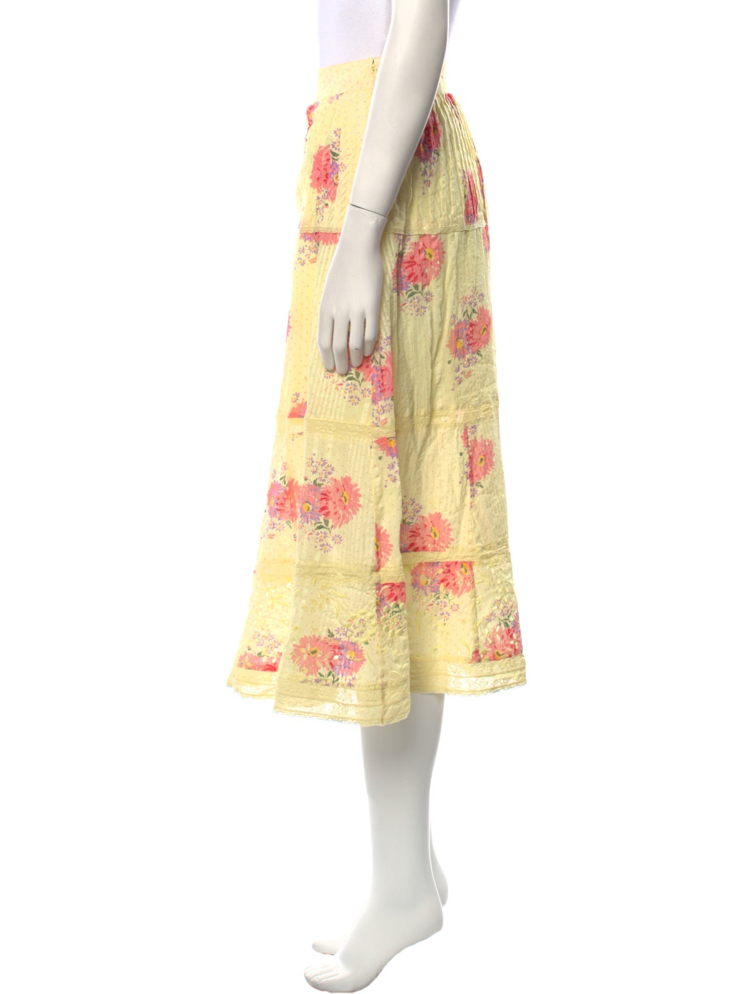 LoveShackFancy Floral Print Midi Length Skirt w/ Tags