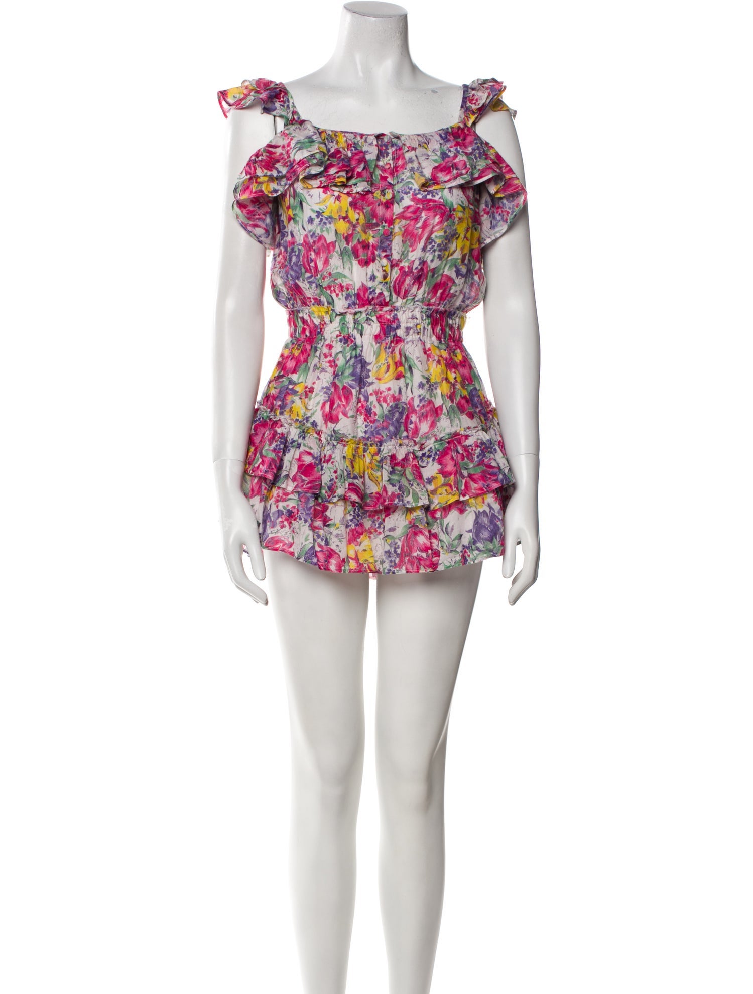 LoveShackFancy Floral Print Mini Dress