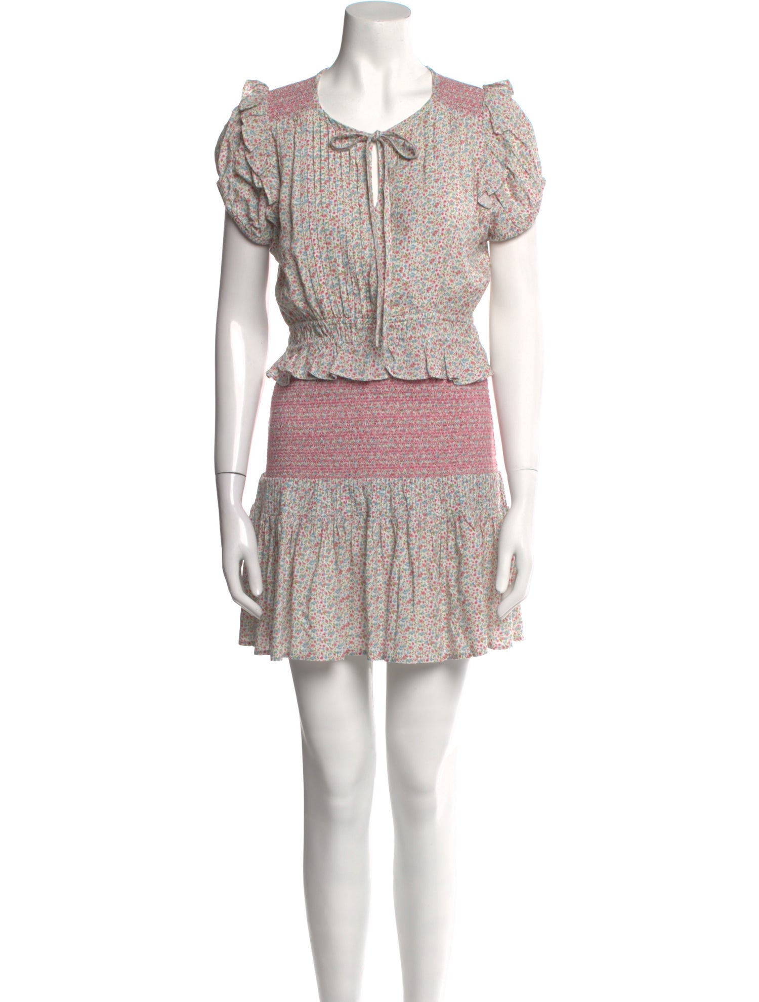 LoveShackFancy Floral Print Mini Dress