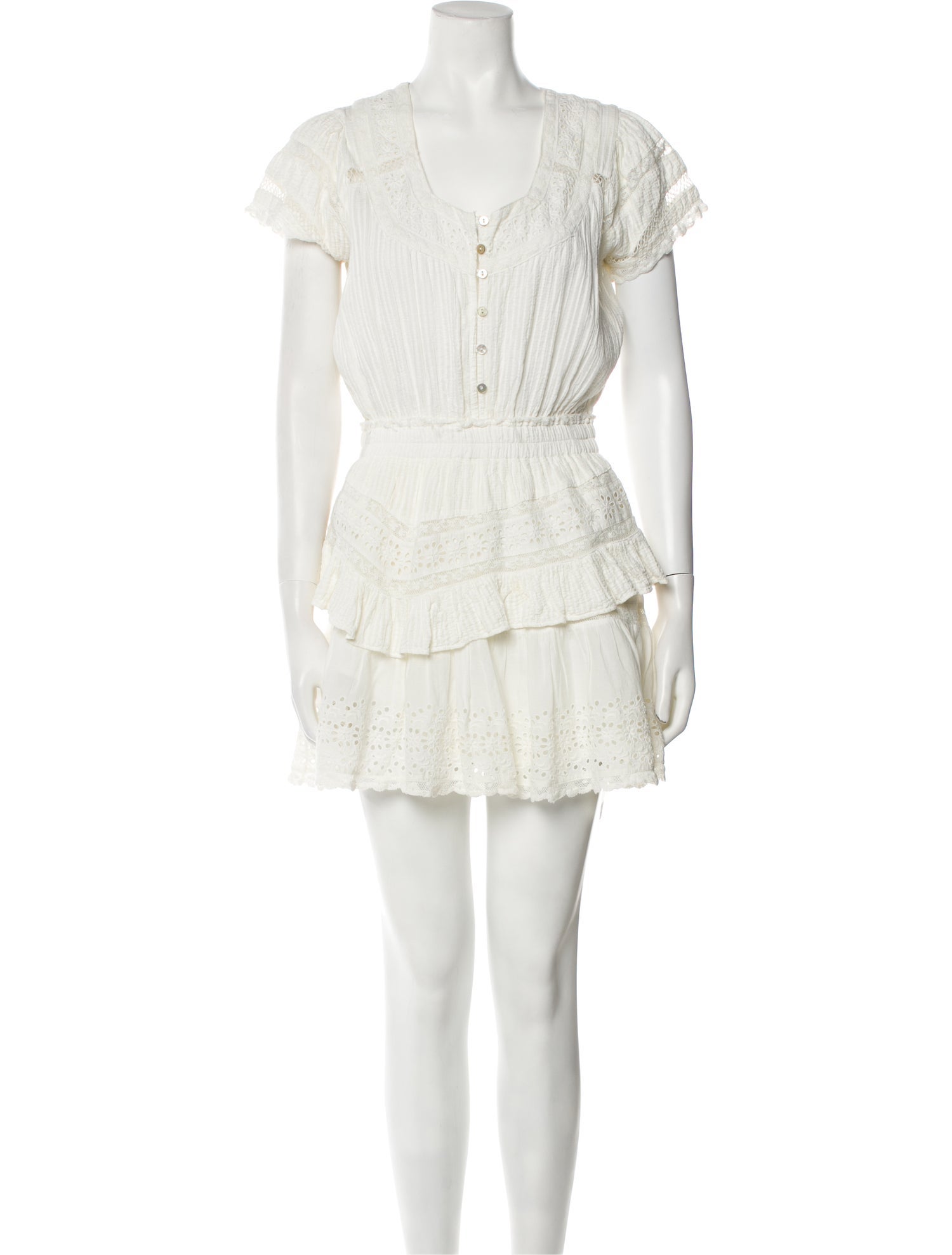 LoveShackFancy V-Neck Mini Dress