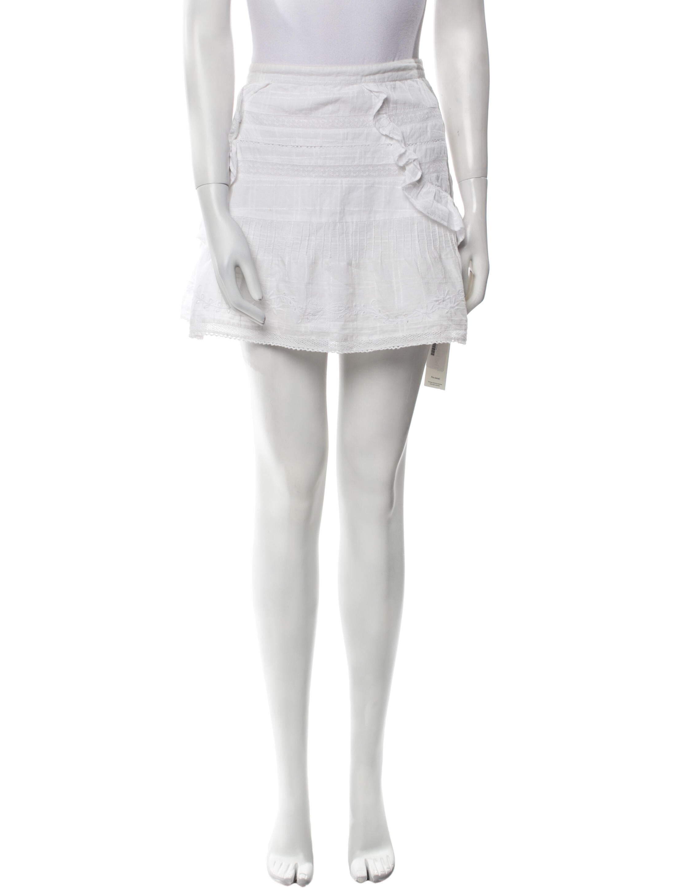 LoveShackFancy Embroidered Accent Mini Skirt