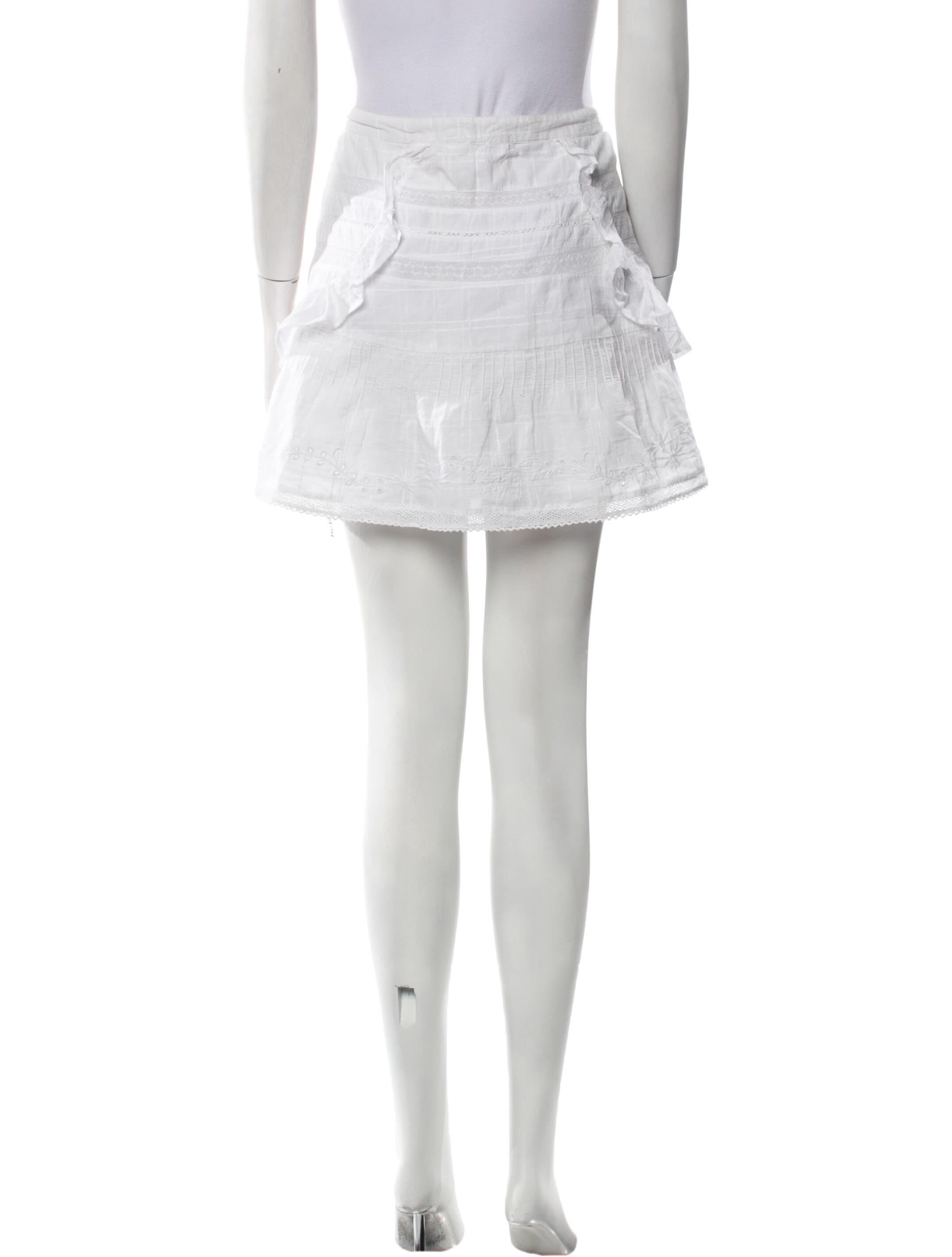 LoveShackFancy Embroidered Accent Mini Skirt