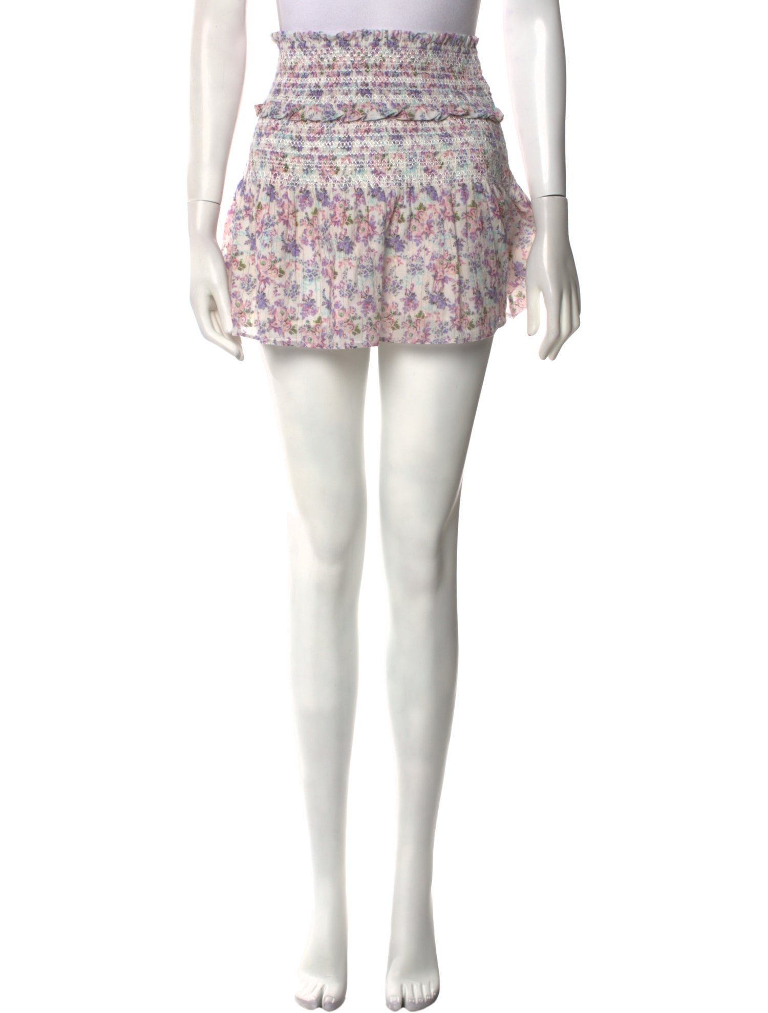 LoveShackFancy Floral Print Mini Skirt