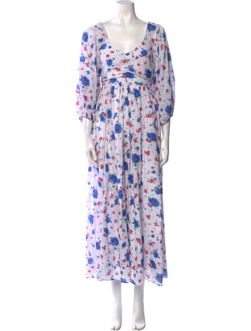 LoveShackFancy Floral Print Long Dress