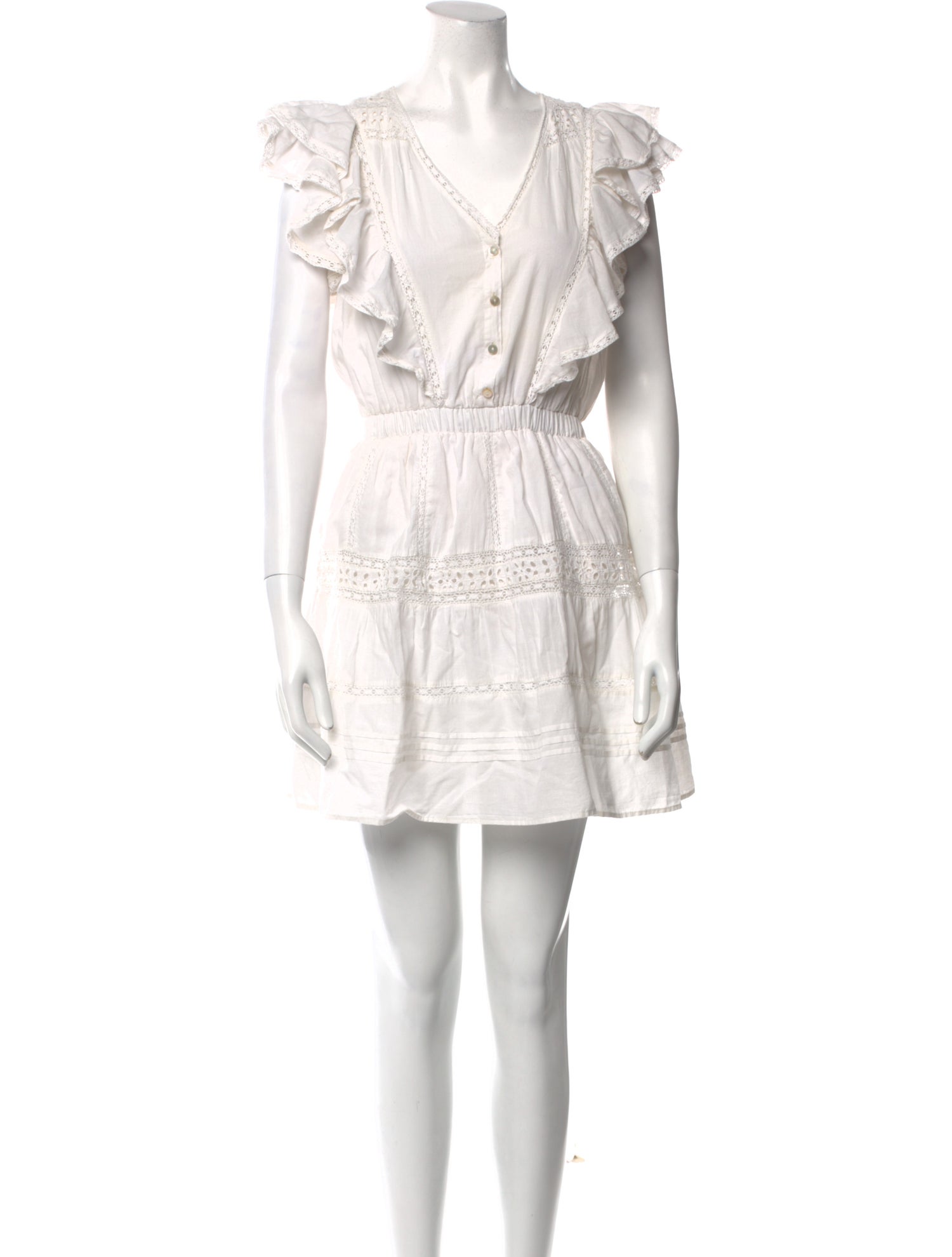 LoveShackFancy V-Neck Mini Dress