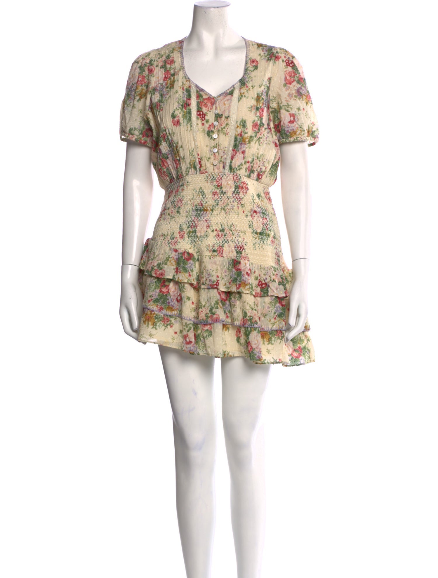 LoveShackFancy Floral Print Mini Dress