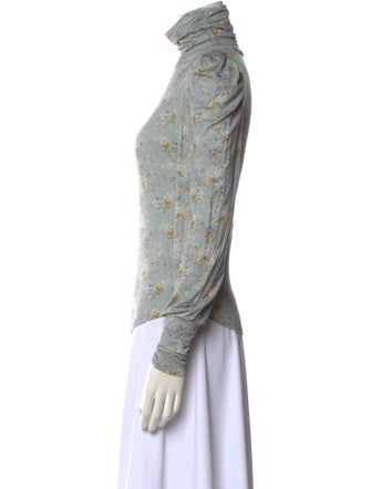 LoveShackFancy Floral Print Turtleneck Sweater