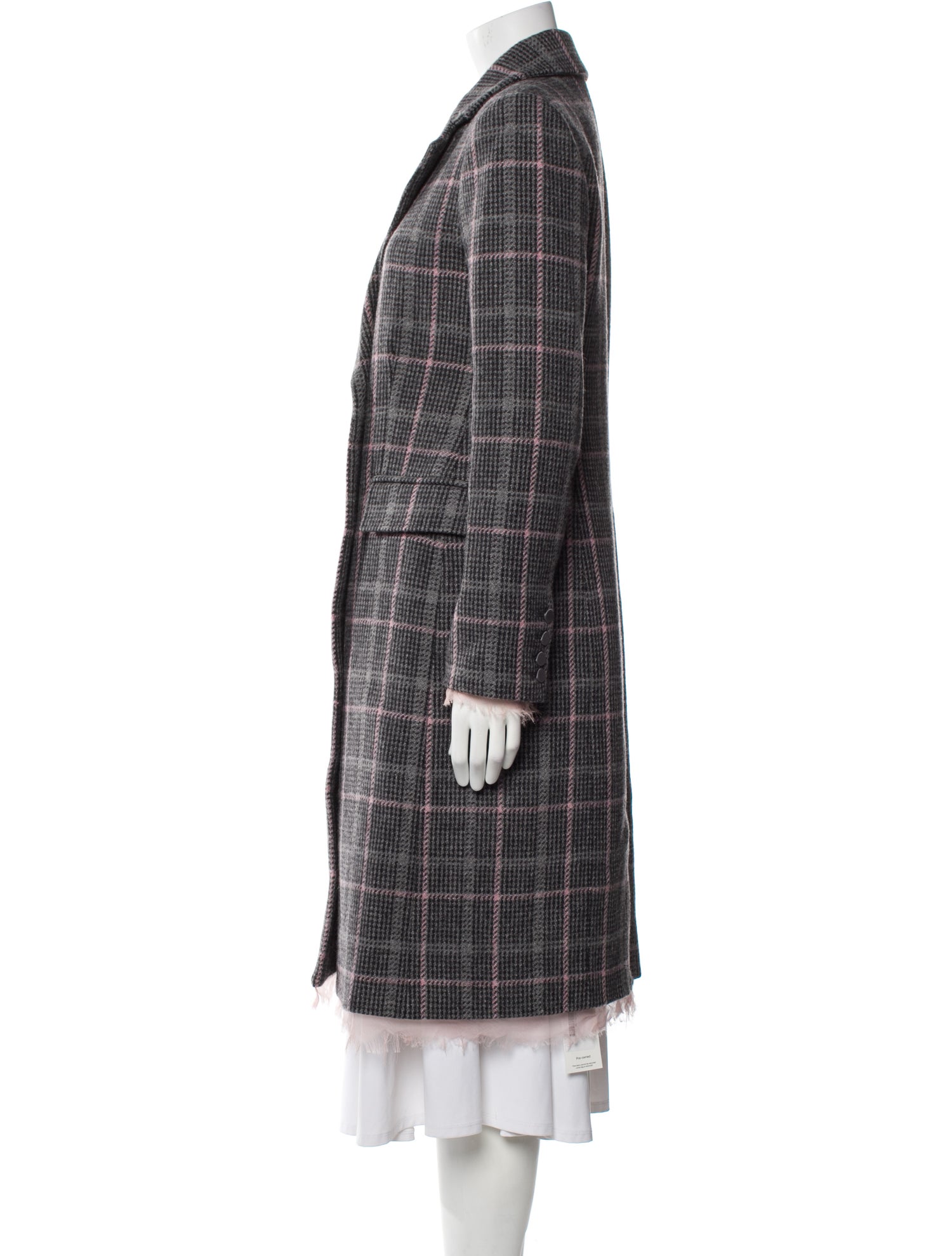 LoveShackFancy Virgin Wool Plaid Print Peacoat