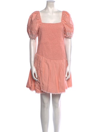 LoveShackFancy Square Neckline Mini Dress