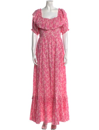 LoveShackFancy Floral Print Long Dress