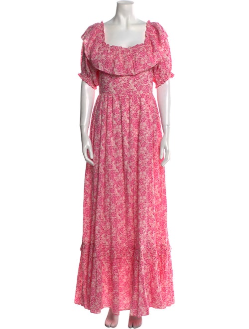 LoveShackFancy Floral Print Long Dress
