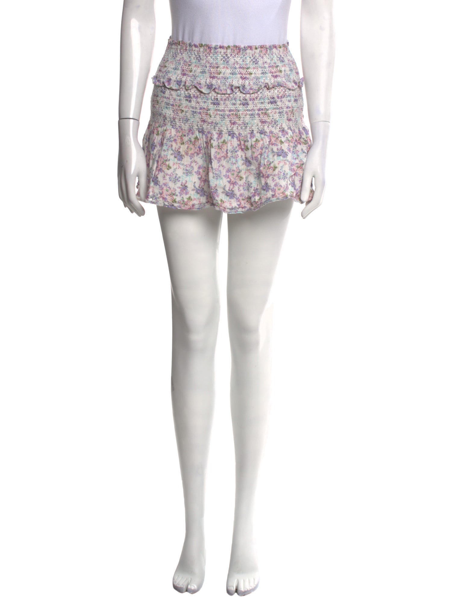 LoveShackFancy Floral Print Mini Skirt