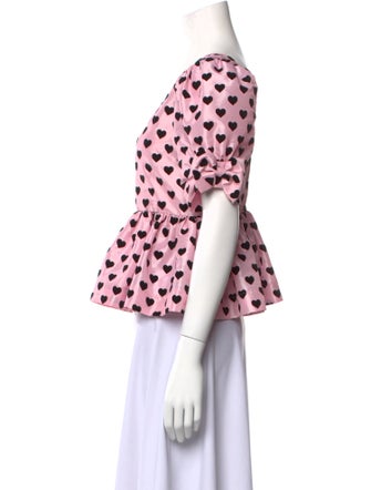 LoveShackFancy Polka Dot Print Scoop Neck Top